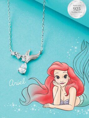 Disney Princess Ariel Mermaid Necklace, 925 Sterling Silver Charmed Aroma